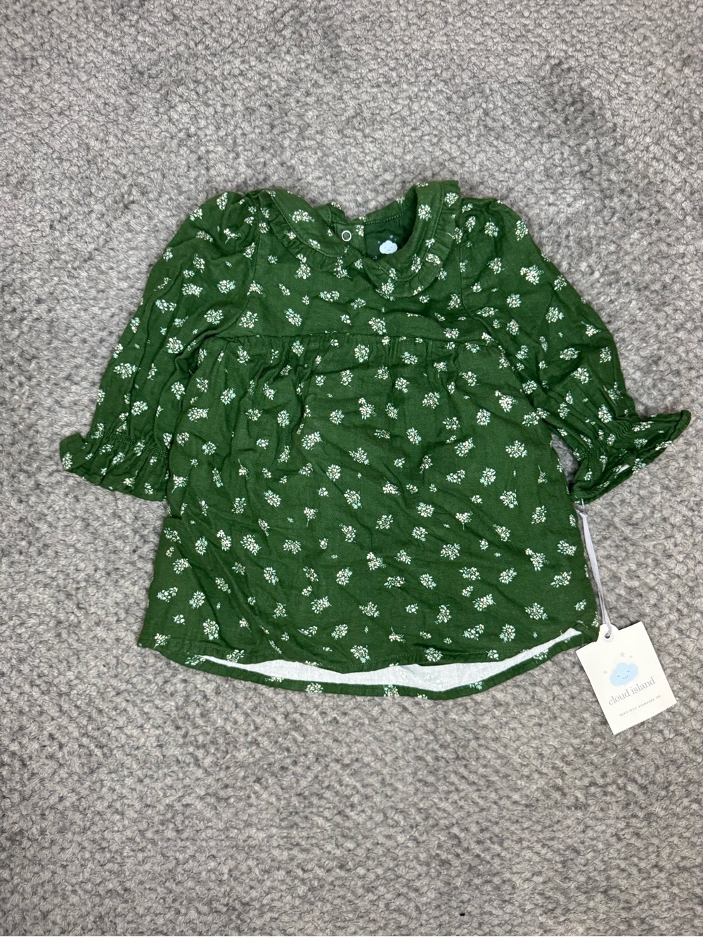 Cloud Island Baby Girls Floral Dress With Diaper Cover - Green Size 6-9M NWT